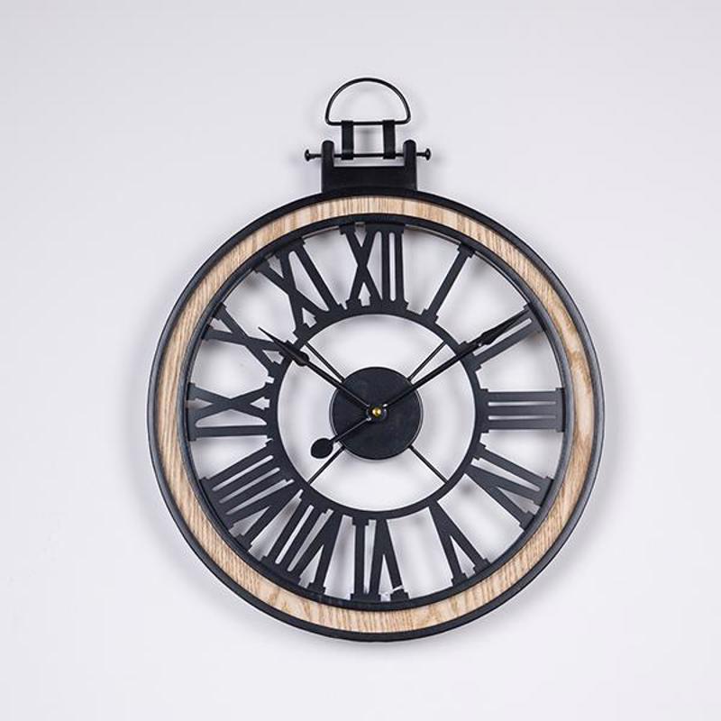 ESTHETI home Ρολόι Τοίχου Μεταλλικό/Ξύλινο Αντικέ Μαύρο